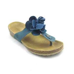 Lorenzo Chelini blue suede t-strap sandal Sz 7